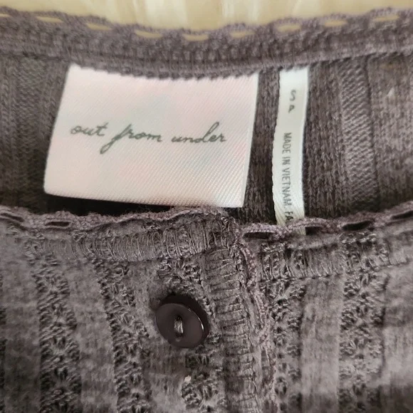 Out From Under Grey Cropped Button Cardigan - Picture 2 of 5